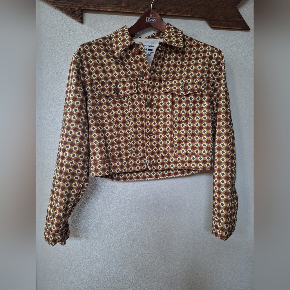 Reformation Cora Shrunken Retro Denim Jacket Button Rare Womens S